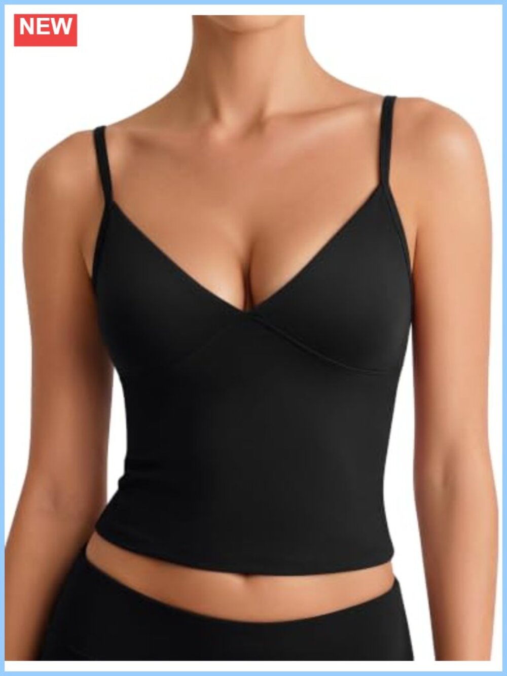 Women's V Neck Backless Workout Tank Top with Padded Bra Adjustable Straps
